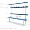 Banc de vestiaire avec dossier et porte patères - Fixation murale