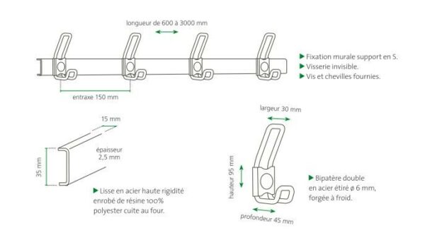 Porte-manteaux couleur - sur lisse