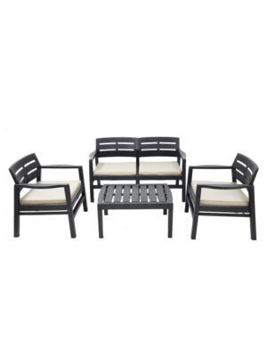 Salon de jardin – Java – 2 fauteuils , 1 canapé et 1 table basse