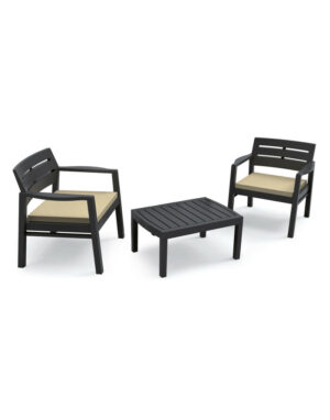 Salon de jardin – Manaa – 2 fauteuils , 1 canapé et 1 table basse