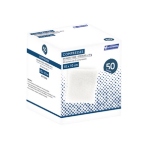 Compresse non tissées stériles – 10 x 10 cm – 50 sachets de 2